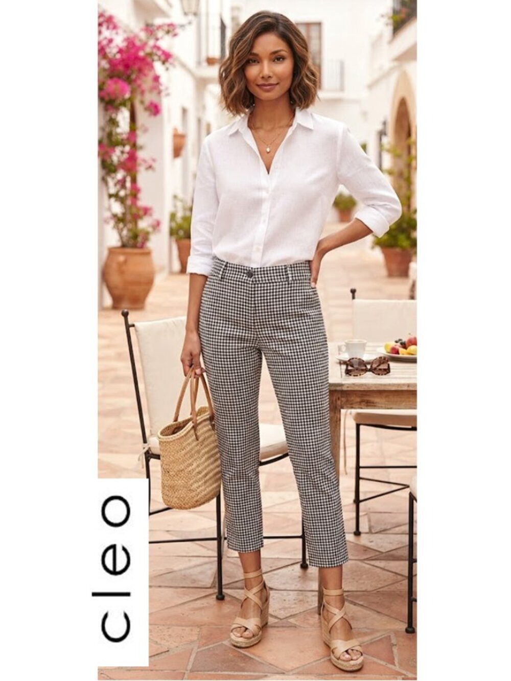 (3 for $30) CLEO - Black and white gingham print pants